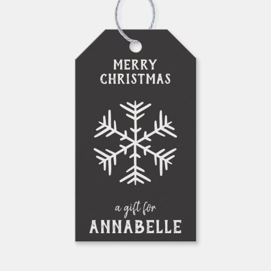 Personalized Name Merry Christmas Snowflake Cadeaulabel (Voorkant)