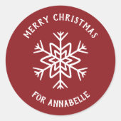 Personalized Name Merry Christmas Snowflake Ronde Sticker (Voorkant)