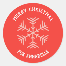 Personalized Name Merry Christmas Snowflake Ronde Sticker