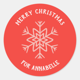 Personalized Name Merry Christmas Snowflake Ronde Sticker