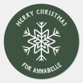 Personalized Name Merry Christmas Snowflake Ronde Sticker (Voorkant)