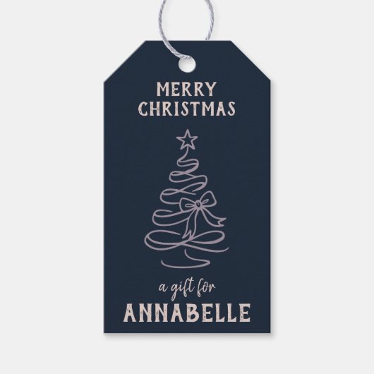 Personalized Name Merry Christmas Tree Cadeaulabel (Voorkant)