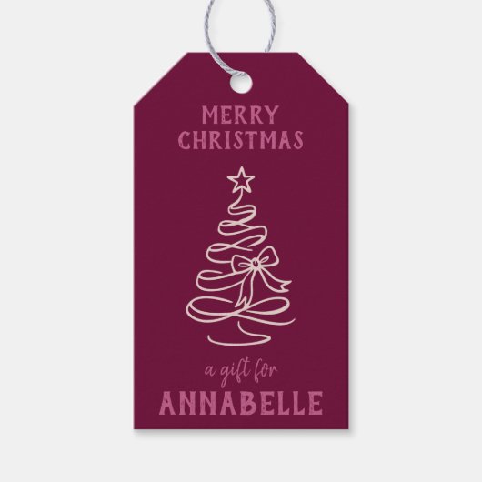 Personalized Name Merry Christmas Tree Cadeaulabel