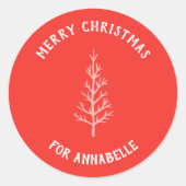 Personalized Name Merry Christmas Tree Ronde Sticker (Voorkant)