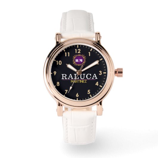 Personalized name minimal purple monogram horloge (Voorkant)