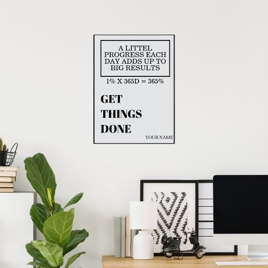 PERSONALIZED NAME MODERN MINIMAL GET THINGS DONE  POSTER (Thuiskantoor)