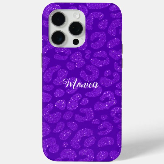 Personalized Name Modern Stylish  Purple Glitter  Case-Mate iPhone Case (Achterkant)