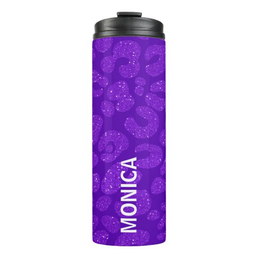 Personalized Name Modern Stylish Purple Glitter  Thermosbeker (Voorkant)