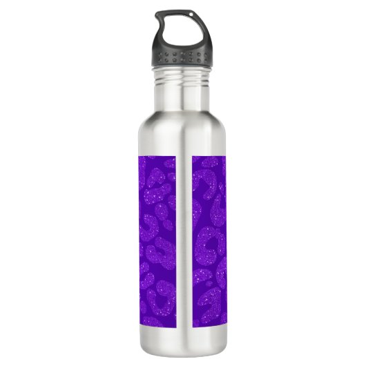 Personalized Name Modern Stylish Purple Glitter  Waterfles (Achterkant)