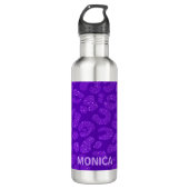 Personalized Name Modern Stylish Purple Glitter  Waterfles (Voorkant)