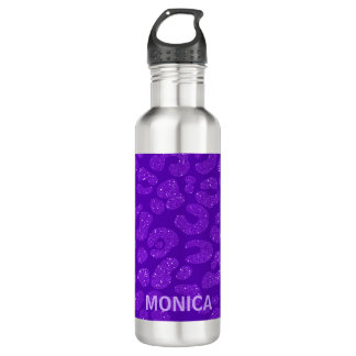 Personalized Name Modern Stylish Purple Glitter  Waterfles