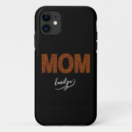 Personalized name mom elegant brown glitter Case-Mate iPhone case
