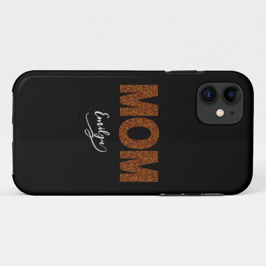 Personalized name mom elegant brown glitter Case-Mate iPhone case (Achterkant (horizontaal))