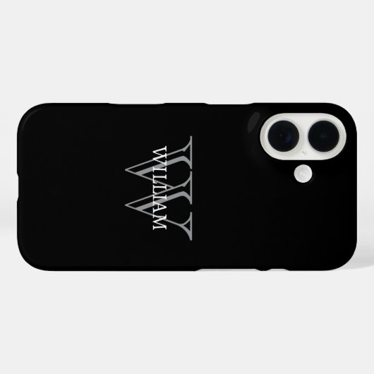 Personalized name monogram black and gray Case-Mate iPhone case (Achterkant (horizontaal))
