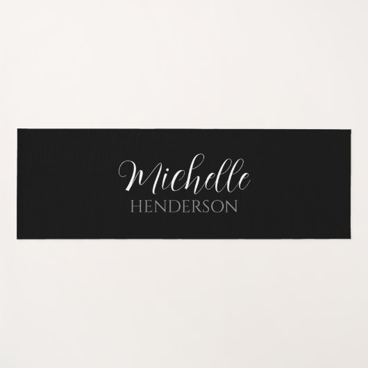 Personalized Name Monogram Black Yogamat (Voorkant (horizontaal))