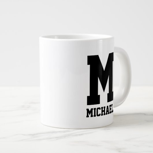 Personalized name monogram extra breed grote koffiekop (Voorkant rechts)
