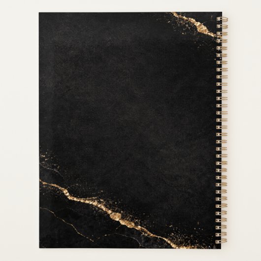 Personalized Name Monogram Golden Black Planner (Achterkant)