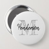 Personalized name monogram huge size round button (Voorkant /achterkant)