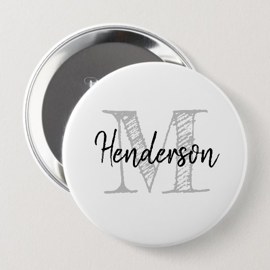 Personalized name monogram huge size round button (Voorkant /achterkant)
