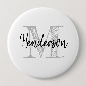 Personalized name monogram huge size round button (Voorkant)