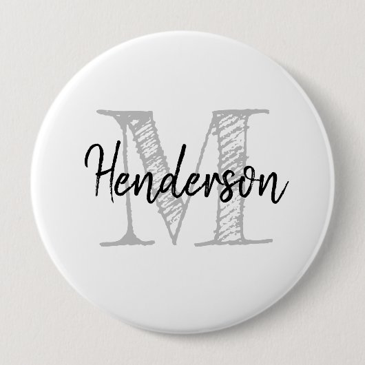 Personalized name monogram huge size round button (Voorkant)