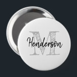 Personalized name monogram huge size round button<br><div class="desc">Personalized name monogram huge size round button. Classy black and white design with stylish vintage hand lettering typography. Cute rustic style design for friends, family, bride, bridesmaid, maid of honor, flower girl, wedding guests etc. Monogrammed initial letter with elegant handwriting text. Wijzig quantity to get the cheap bulk price. Make...</div>