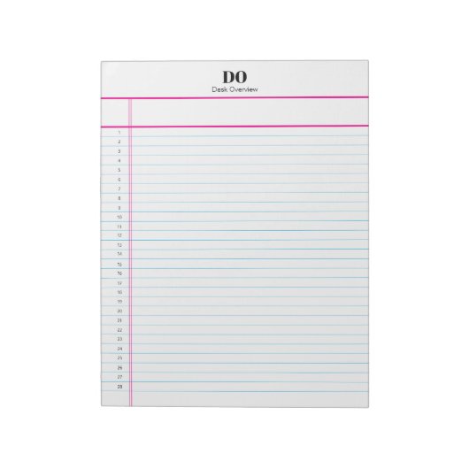 Personalized Name Monogram Numbered List Notepad Notitieblok (Linkerzijde)