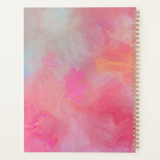 Personalized Name + Monogram Pink Watercolor Ink Planner (Achterkant)