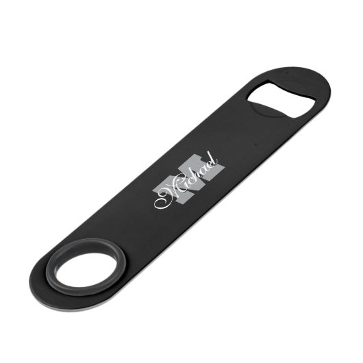 Personalized name monogram Pro Speed bottle opener Flessenopener (Voorkant Gekanteld)