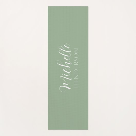 Personalized Name Monogram Sage Green Yogamat (Voorkant)