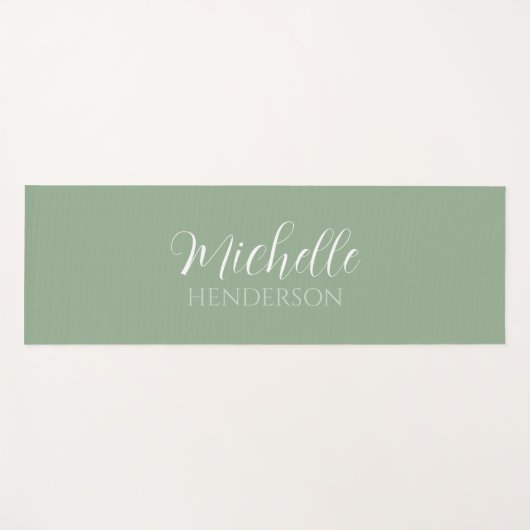 Personalized Name Monogram Sage Green Yogamat (Voorkant (horizontaal))