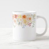 Personalized Name Monogram Watercolor Sunny Floral Grote Koffiekop (Rechts)