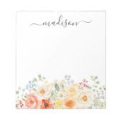 Personalized Name Monogram Watercolor Sunny Floral Notitieblok (Voorkant)