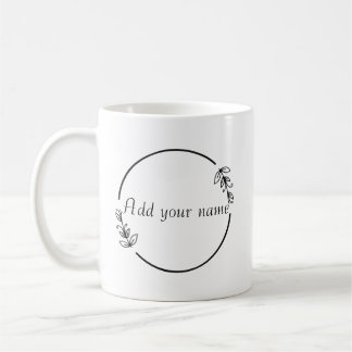 Personalized Name Mug – Minimal Floral Design Koffiemok