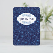 Personalized Name Navy Blue Floral Pattern, Blank Bedankkaart (Staand voorkant)