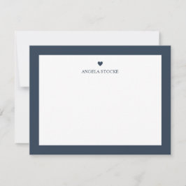 Personalized Name Navy Blue Heart Note Card Notitiekaartje