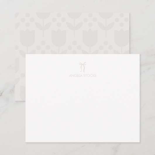 Personalized Name Neutral Bow Notitiekaartje (Voorkant / Achterkant)