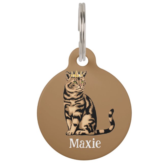 Personalized Name & No Phone Orange Tabby Cat Huisdierpenning (Voorkant)