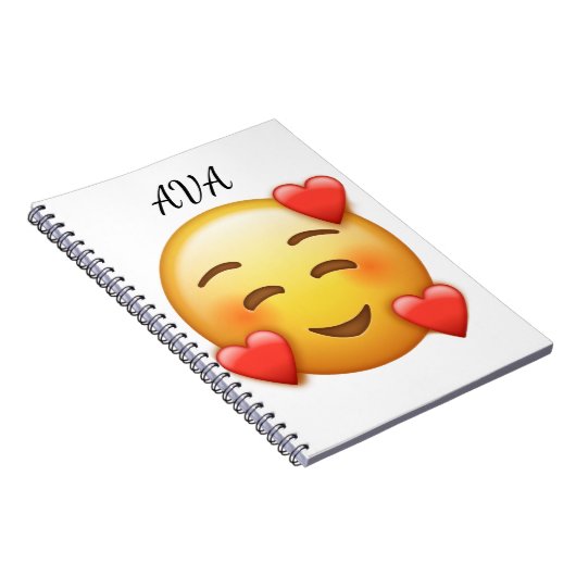 Personalized Name Notebook with Hearts Emoji Notitieboek (Rechterzijde)
