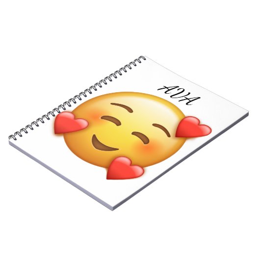 Personalized Name Notebook with Hearts Emoji Notitieboek (Linkerzijde)