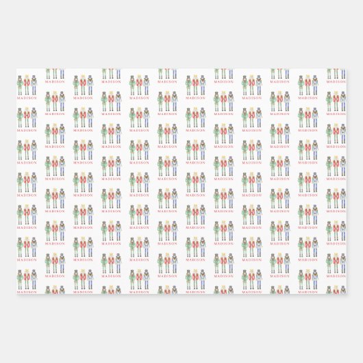 Personalized Name Nutcracker Christmas Inpakpapier Vel (Voorkant 3)