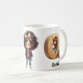 Personalized Name & O Sleepy Morning Plaid Charact Koffiemok (Voorkant rechts)