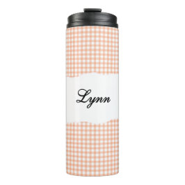 Personalized Name Orange Gingham Pattern Thermosbeker