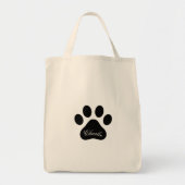 Personalized Name Paw Print Reusable Grocery Tote Bag (Voorkant)