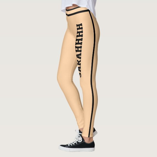 Personalized Name Peach And Black Stripes Fun Gift Leggings (Links)