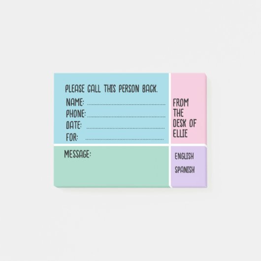 Personalized Name Phone Message Office Post-it® Notes (Voorkant)