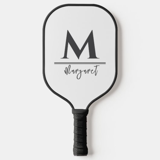Personalized Name Pickleball Paddle Black White (Voorkant)