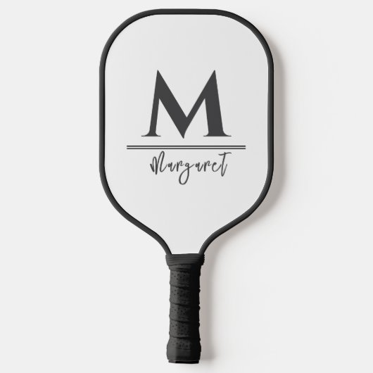 Personalized Name Pickleball Paddle Black White (Achterkant)