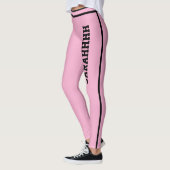 Personalized Name Pink And Black Stripes Fun Gift Leggings (Links)