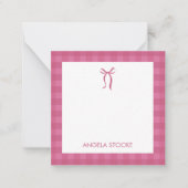 Personalized Name Pink Bow Note Card Notitiekaartje (Voorkant)